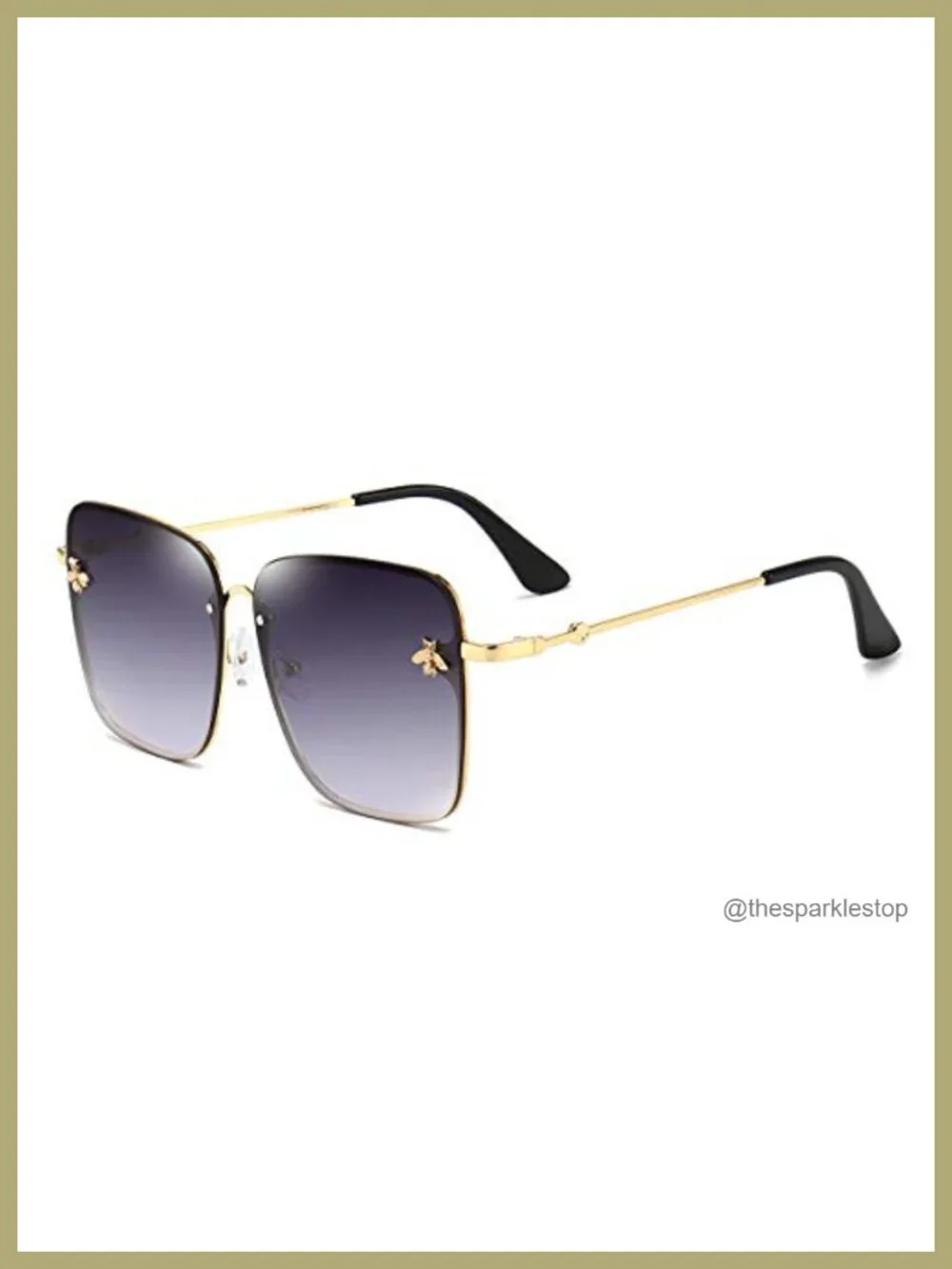 Oversized Square Sunglasses for Women Metal Frame UV400 Protection Gradient